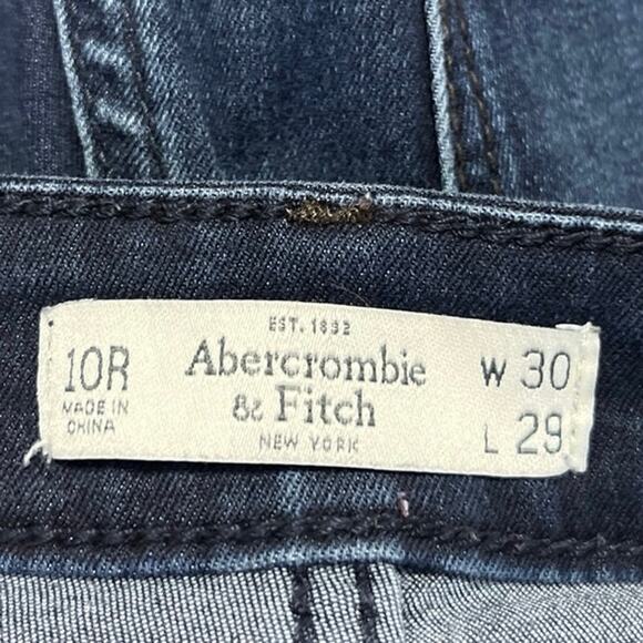 Abercrombie & Fitch Blue Skinny Mid Rise Dark Wash Stretch Ankle Denim Jeans 30 - Picture 4 of 5